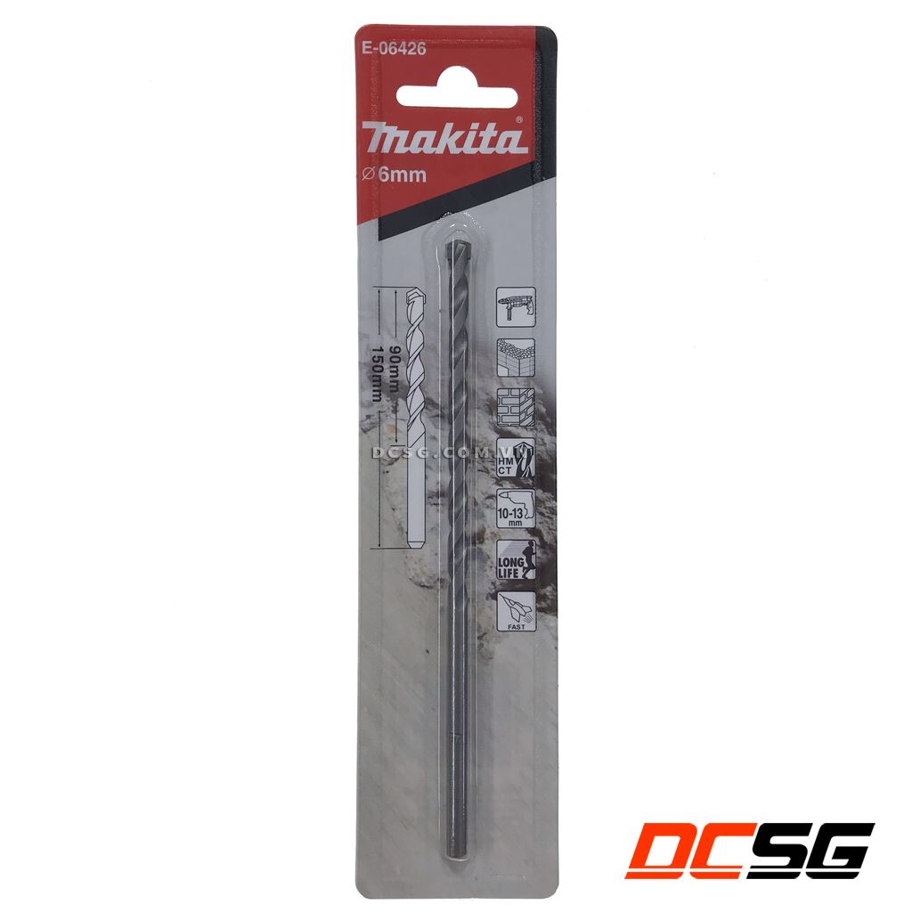 Mũi khoan tường 6.0x150mm chuôi kẹp Makita E-06426