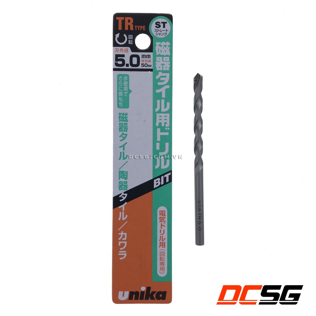 Mũi khoan tường, gạch men 5.0x85mm chuôi tròn Unika TR5.0x85