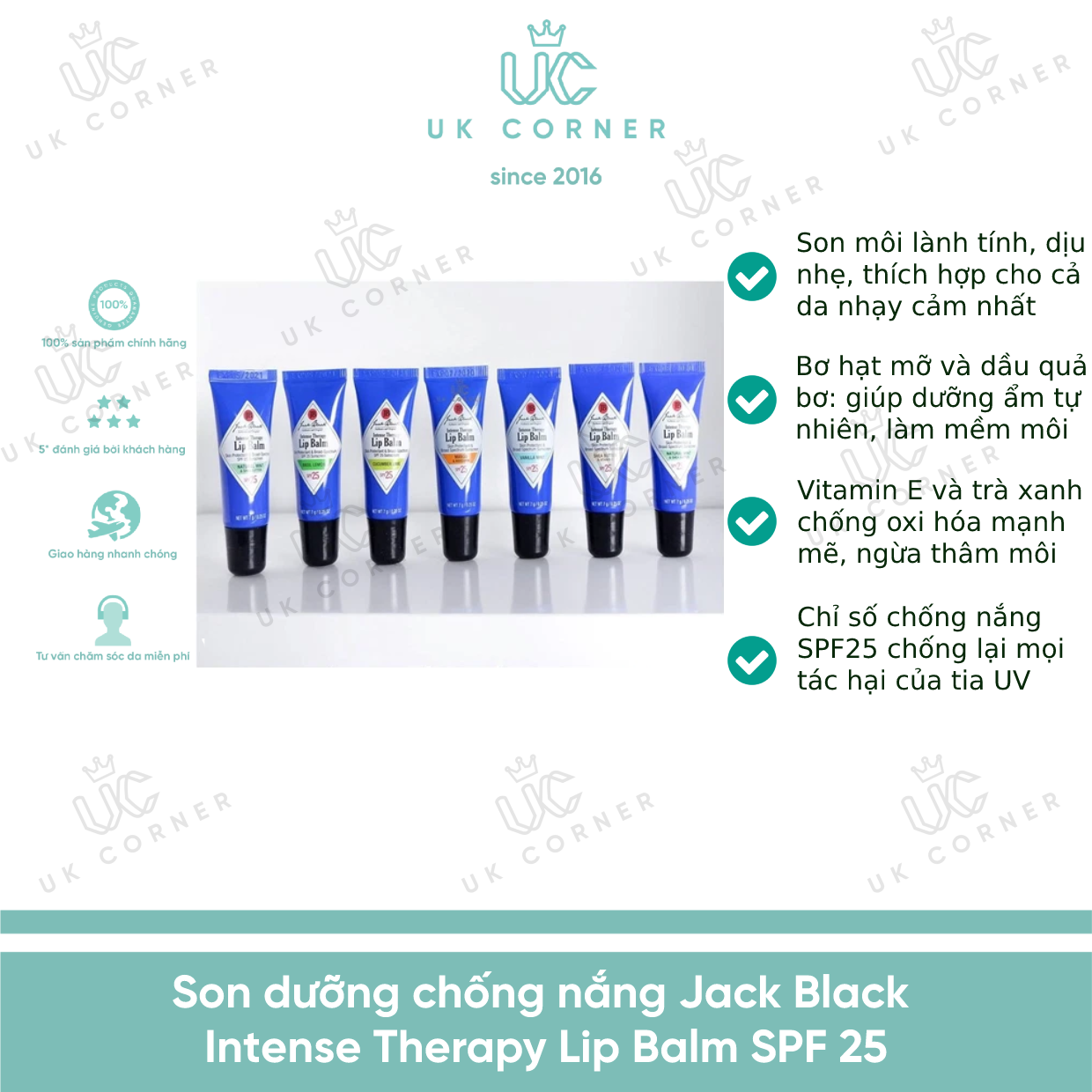 Son dưỡng chống nắng Jack Black Intense Therapy Lip Balm Spf25 UK