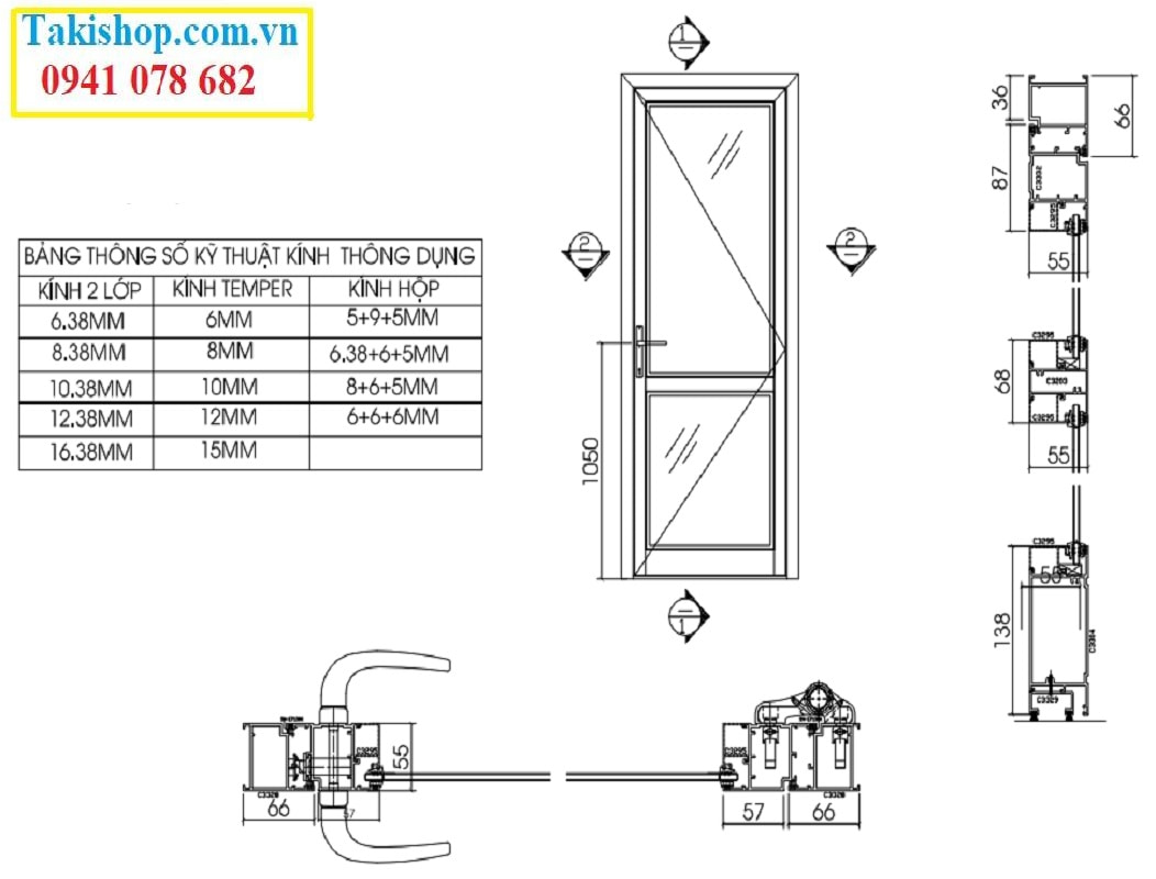 Lắp đặt cửa đi mở quay 1 cánh bằng nhôm xingfa đẹp