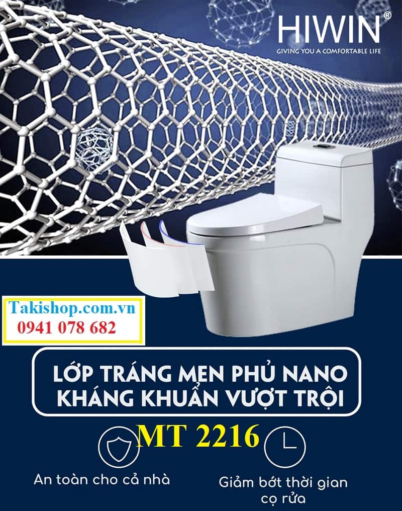 Bồn cầu Hiwin MT 2216 được tráng men phủ nano siêu sạch