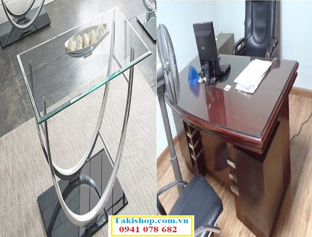 Cắt kính cường lực làm mặt bàn làm việc