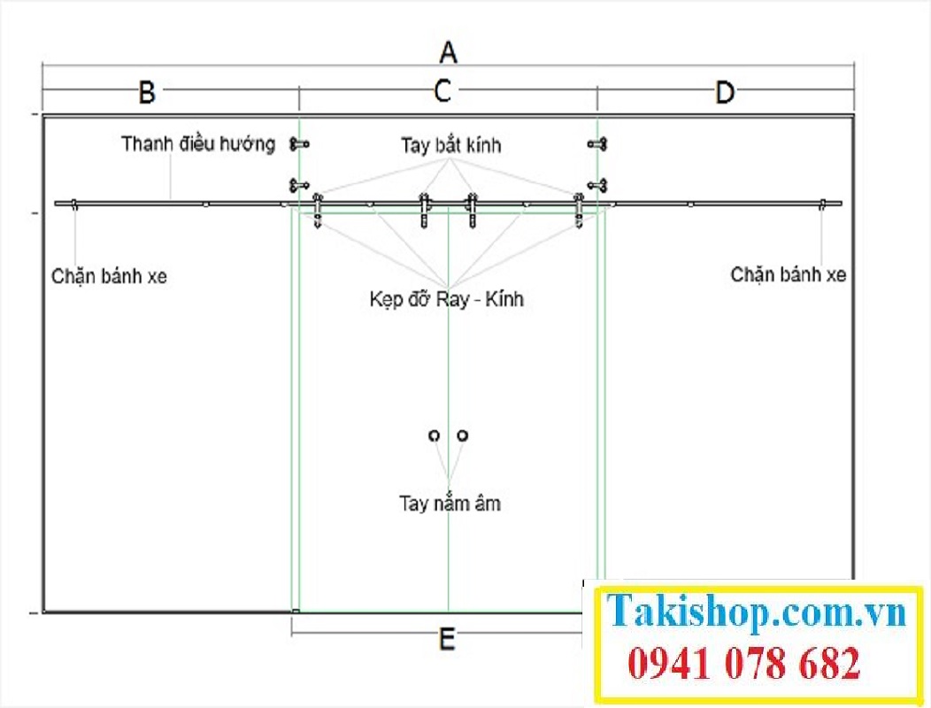 Cấu tạo cửa lùa bằng kính cường lực
