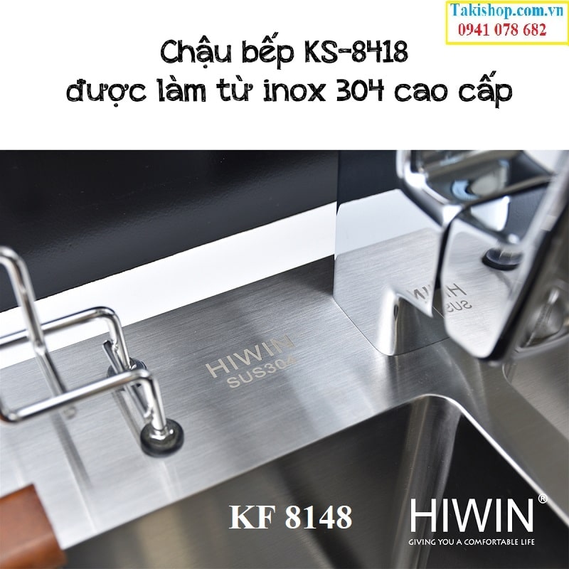 Cung cấp chậu rửa bát 2 hố inox 304 kf 8148 Hiwin rẻ đẹp