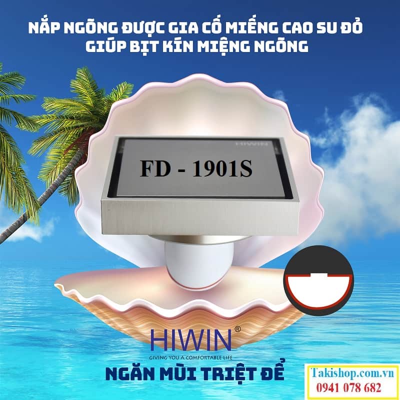 Cung cấp ga thoát sàn ngăn mùi âm sàn mạ đồng Hiwin FD 1901S rẻ đẹp