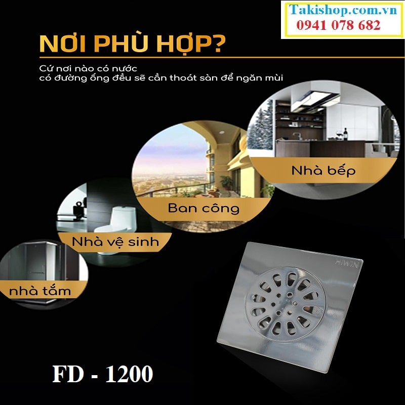 Cung cấp ga thoát sàn ngăn mùi inox 304 Hiwin FD 1200 rẻ đẹp