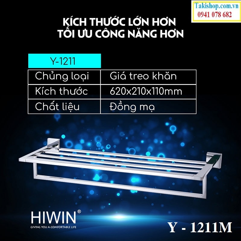 Cung cấp giá treo khăn 2 tầng mặt gương cao cấp Hiwin Y-1211M