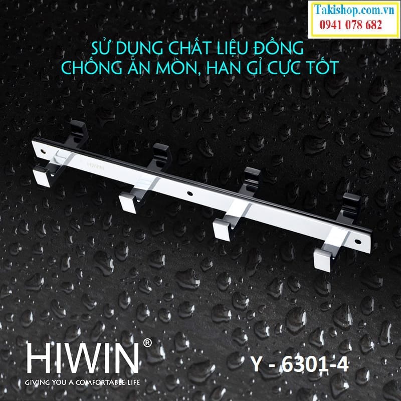 Cung cấp móc treo quần áo đồng mạ crom cao cấp Hiwin Y-6301-4 bền đẹp