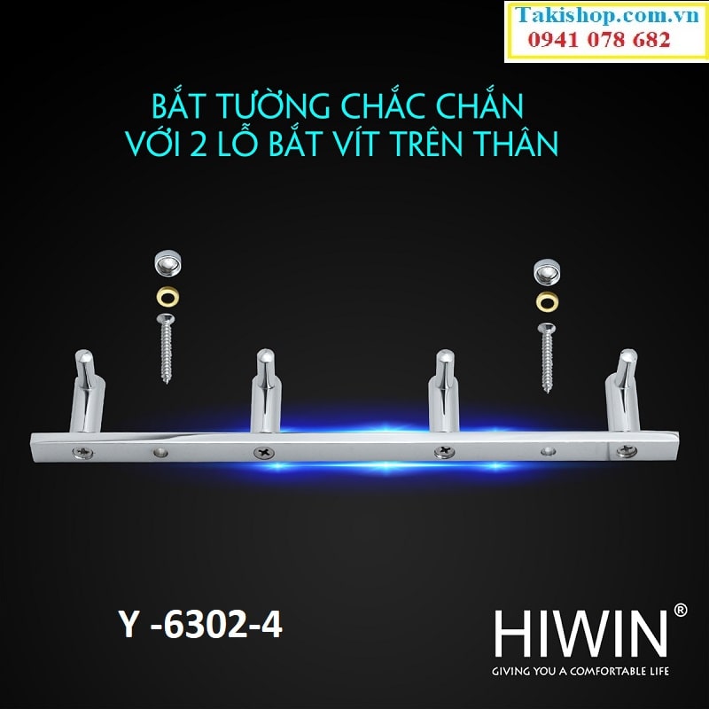 Cung cấp móc treo quần áo đồng mạ crom Hiwin Y-6302-4 bền đẹp