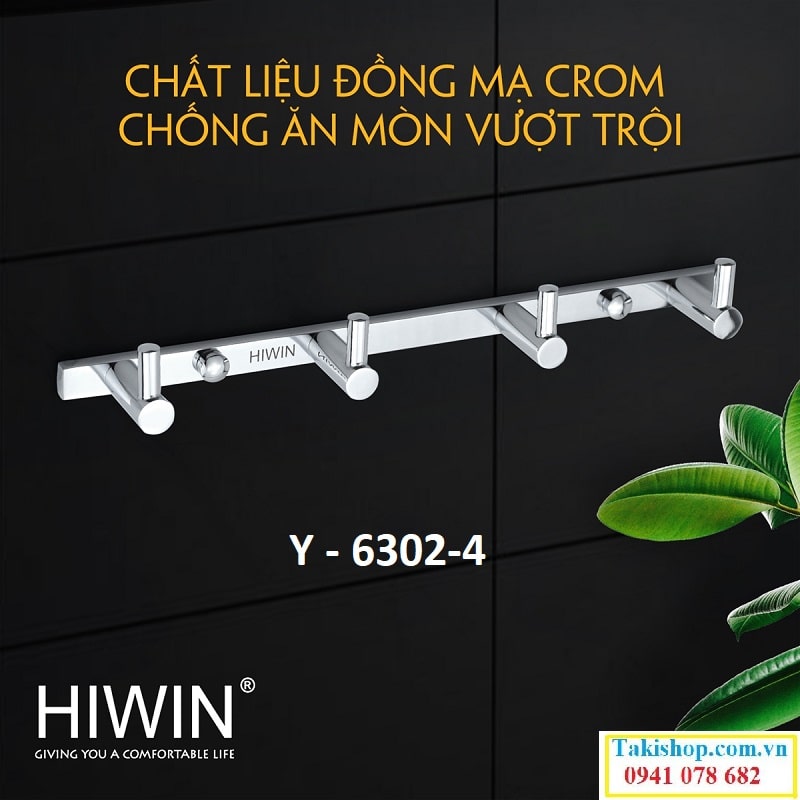 Cug cấp móc treo quần áo đồng mạ crom Hiwin Y - 6302-4