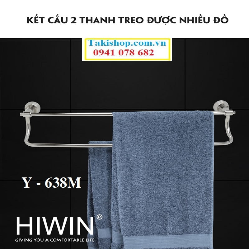 Cung cấp thanh vắt khăn đôi inox 304 sáng bóng cao cấp Hiwin Y-638M bền đẹp