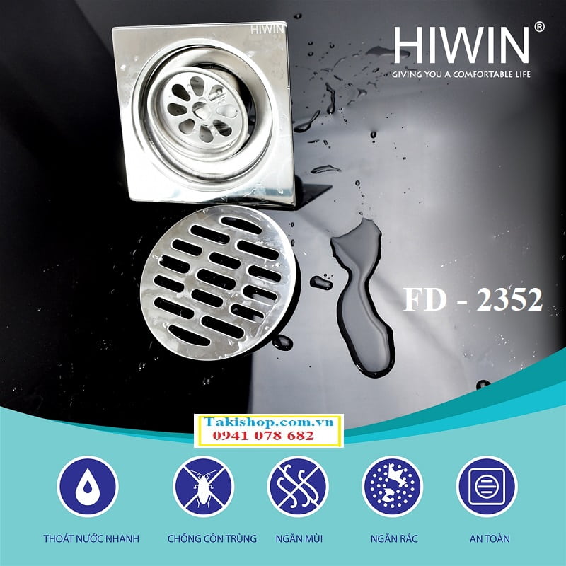 Cung cấp thoát sàn ngăn mùi hôi inox 304 Hiwin FD 2352 rẻ đẹp