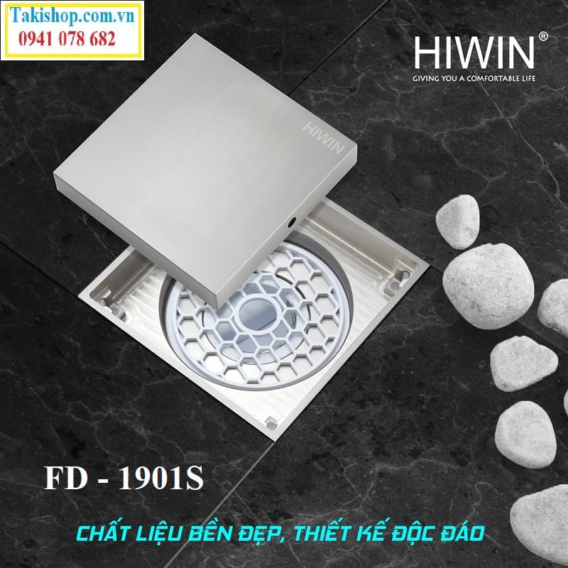 Ga thoát sàn ngăn mùi ngăn côn trùng âm sàn Hiwin FD 1901S đẹp