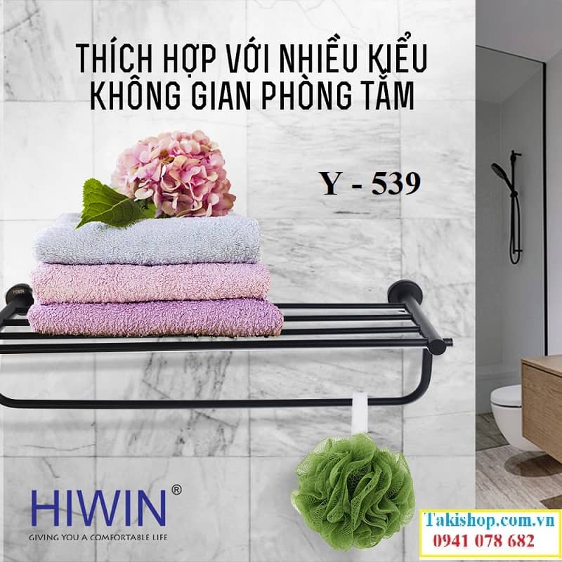 Gía treo khăn 2 tầng inox 304 cao cấp Hiwin Y-539