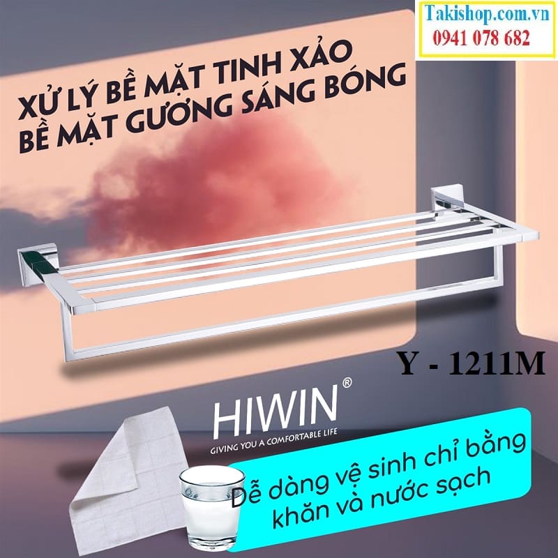 Gía treo khăn 2 tầng mặt gương cao cấp Hiwin Y-1211M bền đẹp