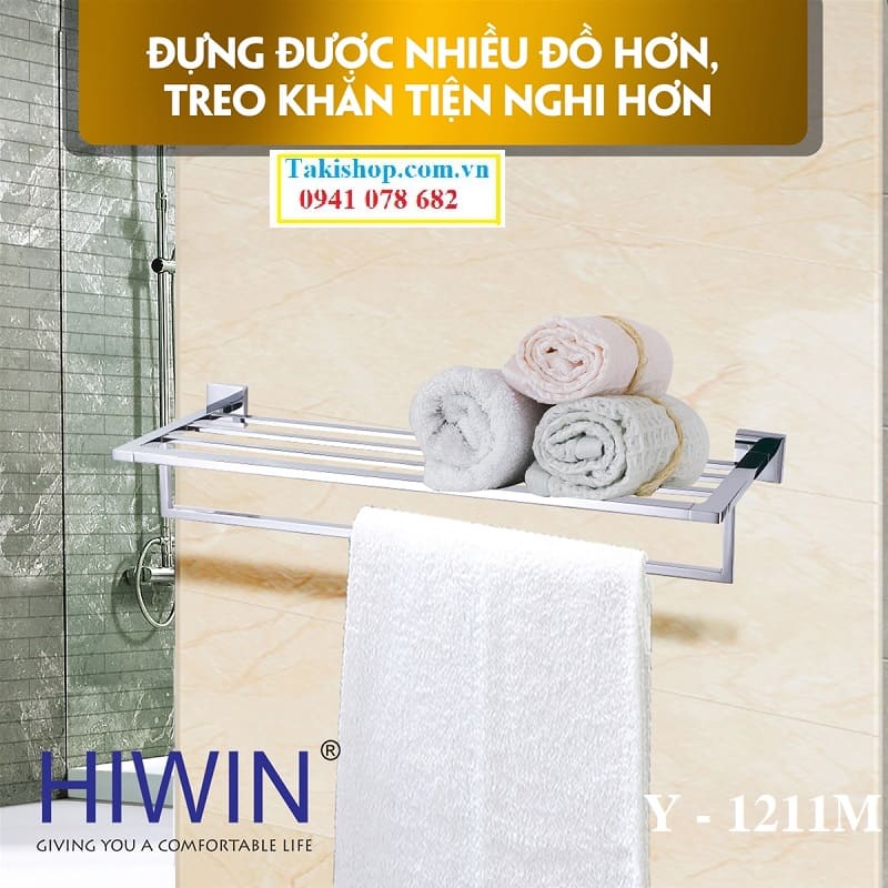 Gía treo khăn 2 tầng mặt gương cao cấp Hiwin Y-1211M