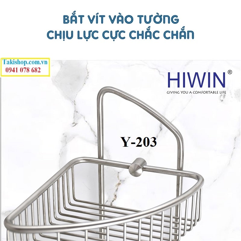 Giỏ để đồ tam giác inox 304 mặt mờ cao cấp Hiwin Y-203 bền đẹp