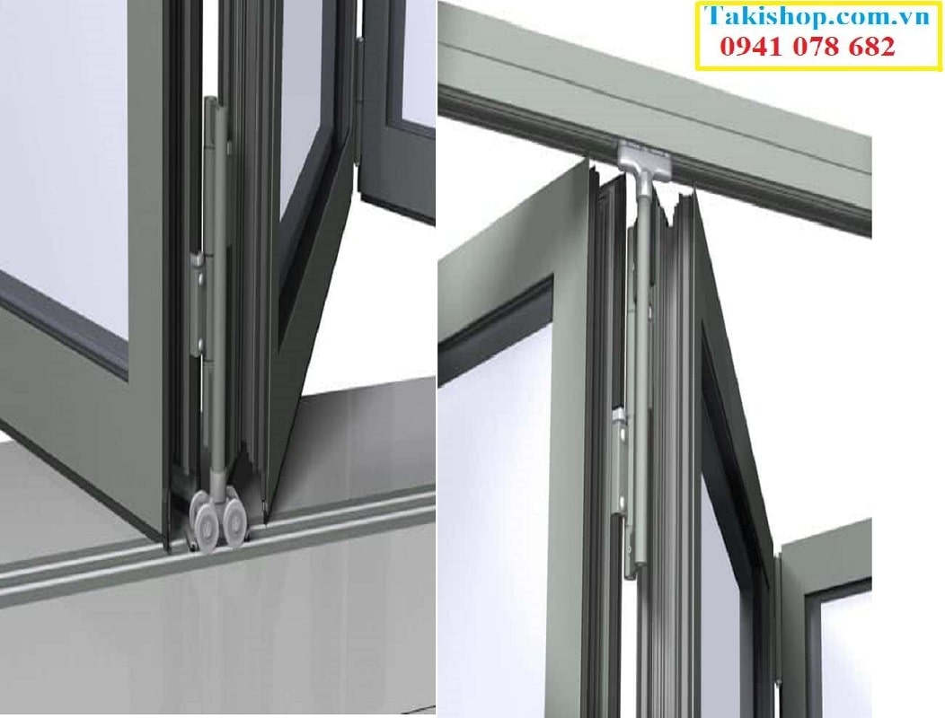 Hệ ray dưới và hệ ray trên của cửa đi xếp trượt
