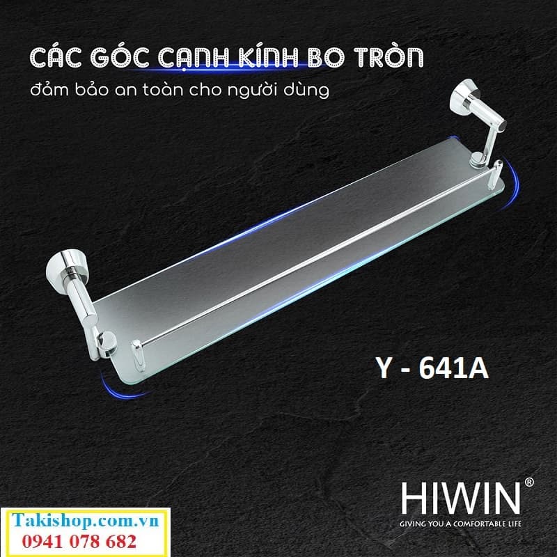 Kệ kính đơn gương inox 304 cao cấp Hiwin Y-641A bền đẹp