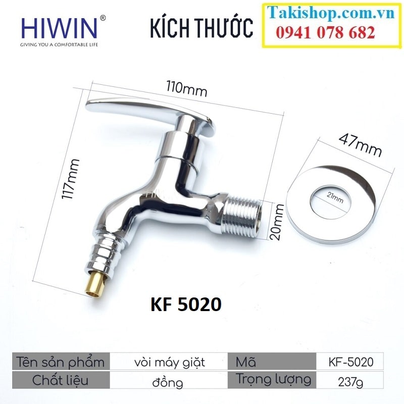 Kích thước vòi nước KF 5020 tự ngắt cho máy giặt