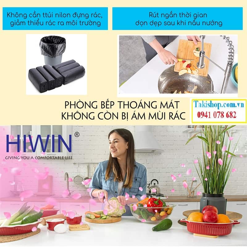 Máy xử lý rác thải gia đình cao cấp màu xanh Hiwin LJ - 475B