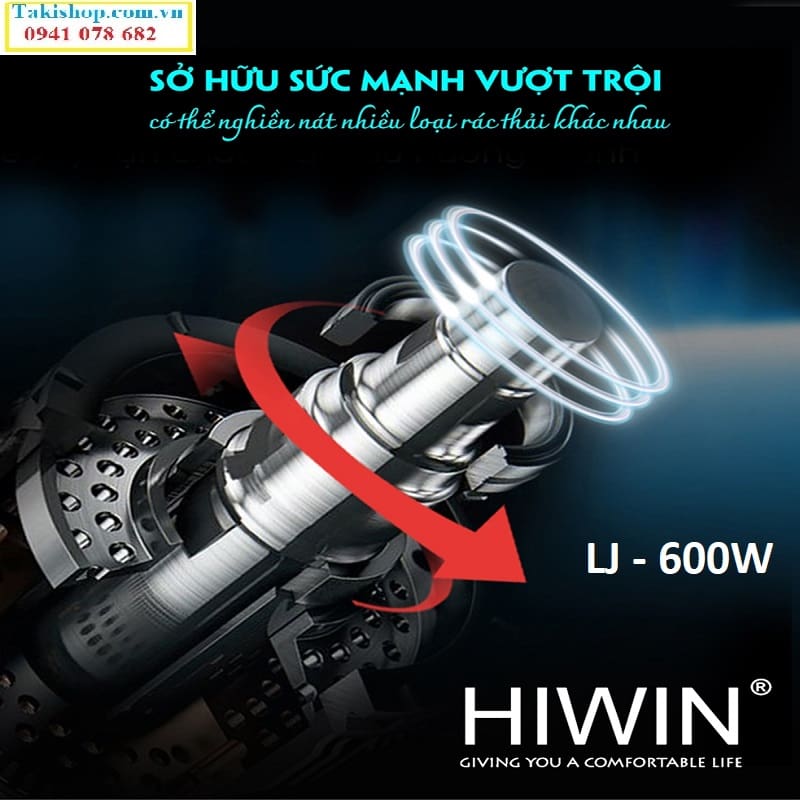 Máy xử lý rác thải nhà bếp gia đình cao cấp Hiwin LJ - 600W công nghệ mới