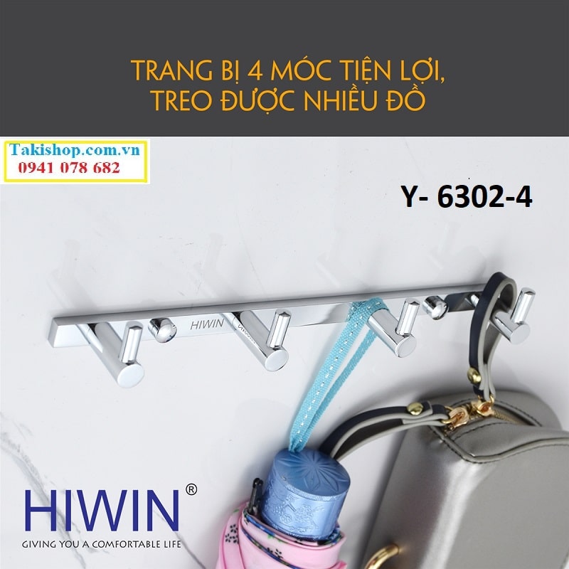 Móc treo quần áo đồng mạ crom cao cấp Hiwin Y - 6302-4