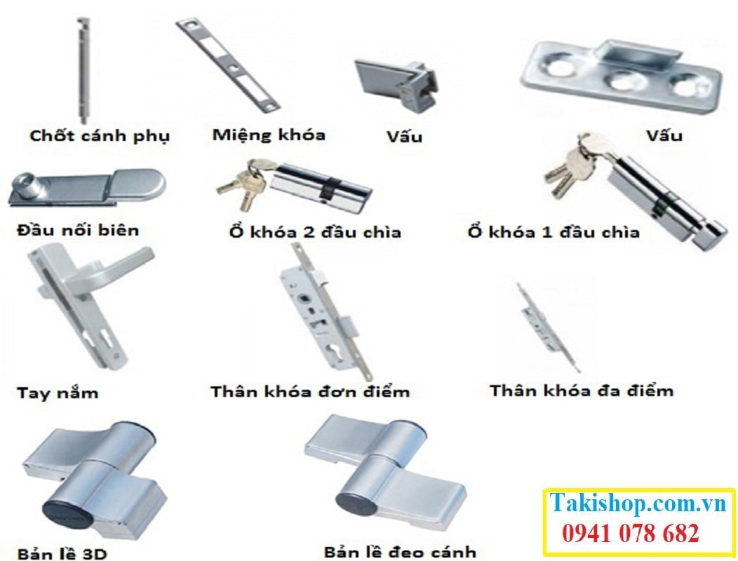 Phụ kiện cửa đi mở quay 2 cánh