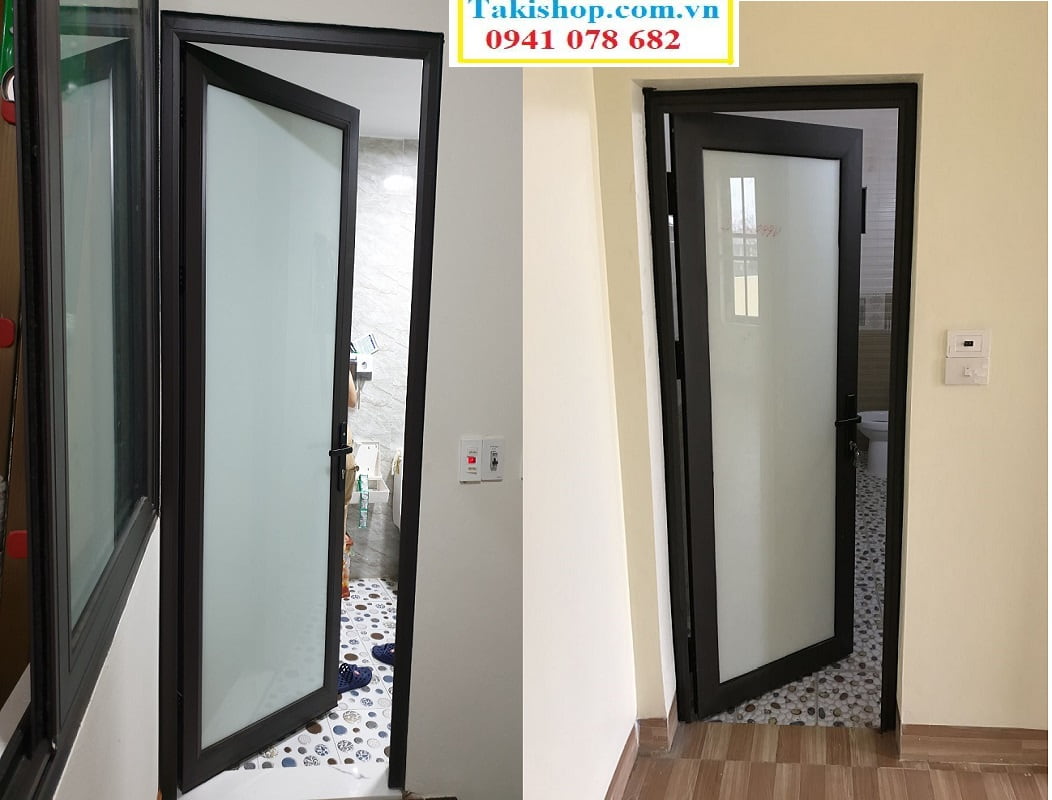 Thi công cửa đi 1 cánh bằng nhôm xingfa cho nhà vệ sinh đẹp