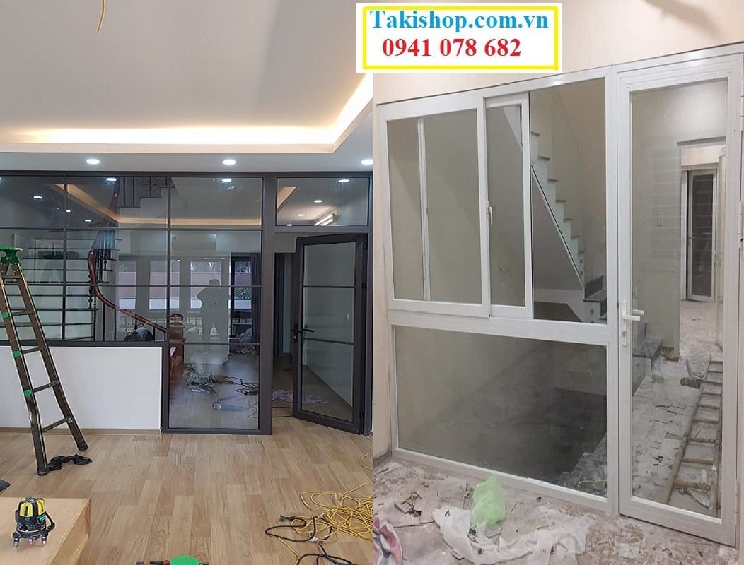 Thi công cửa đi mở quay 1 cánh bằng nhôm xingfa đẹp để ngăn phòng
