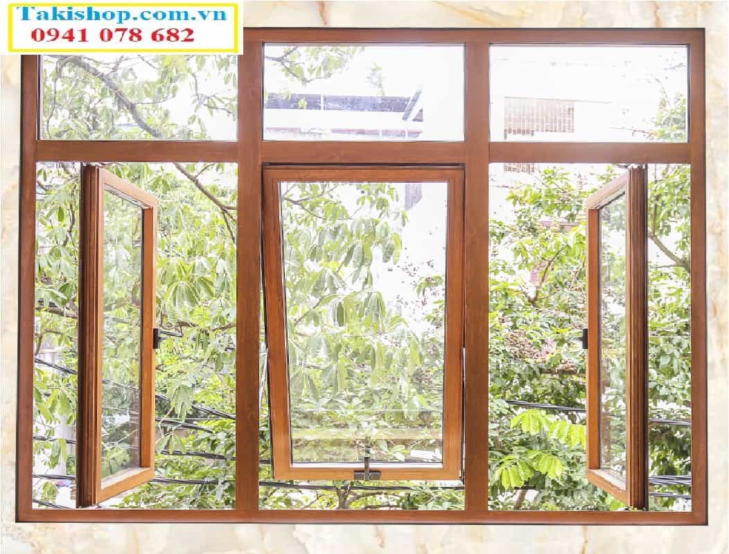 Thi công cửa sổ mở quay, mở đẩy bằng nhôm xingfa màu vân gỗ