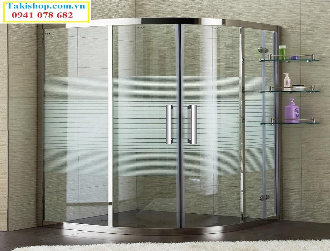 Thi công lắp đặt cabin phòng tắm kính cường lực đẹp có dán đề can