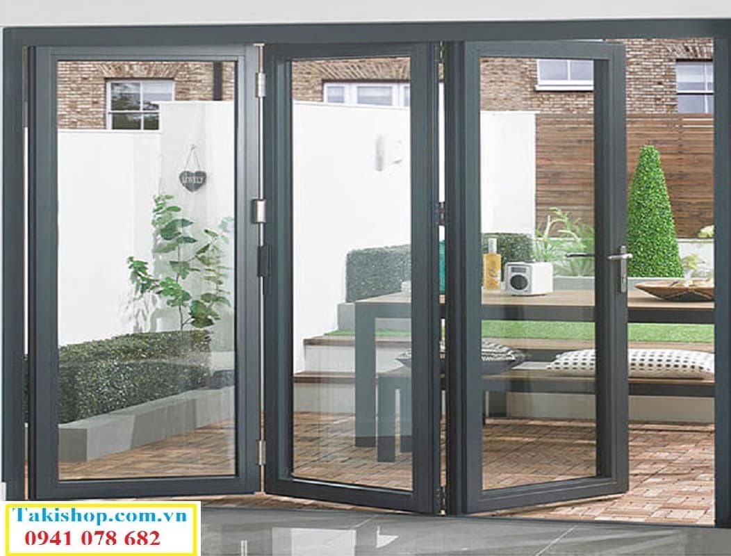 Thi công lắp đặt cửa đi xếp trượt bằng nhôm kenwin đẹp