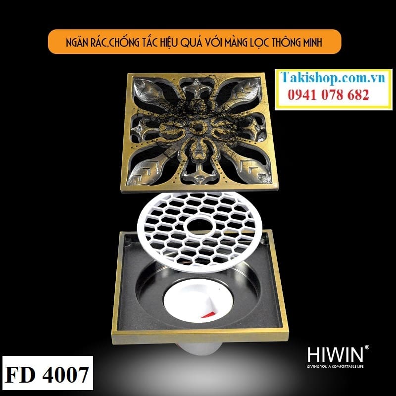 Thoát sàn ngăn mùi đồng giả cổ hình cánh hoa FD- 4007