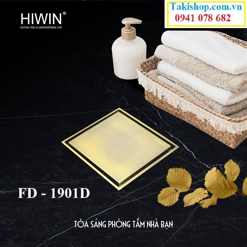 Thoát sàn ngăn mùi cao cấp màu đồng giả cổ Hiwin FD 1901D