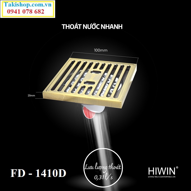 Thoát sàn ngăn mùi ngăn côn trùng cao cấp đồng giả cổ Hiwin FD 1410D rẻ đẹp