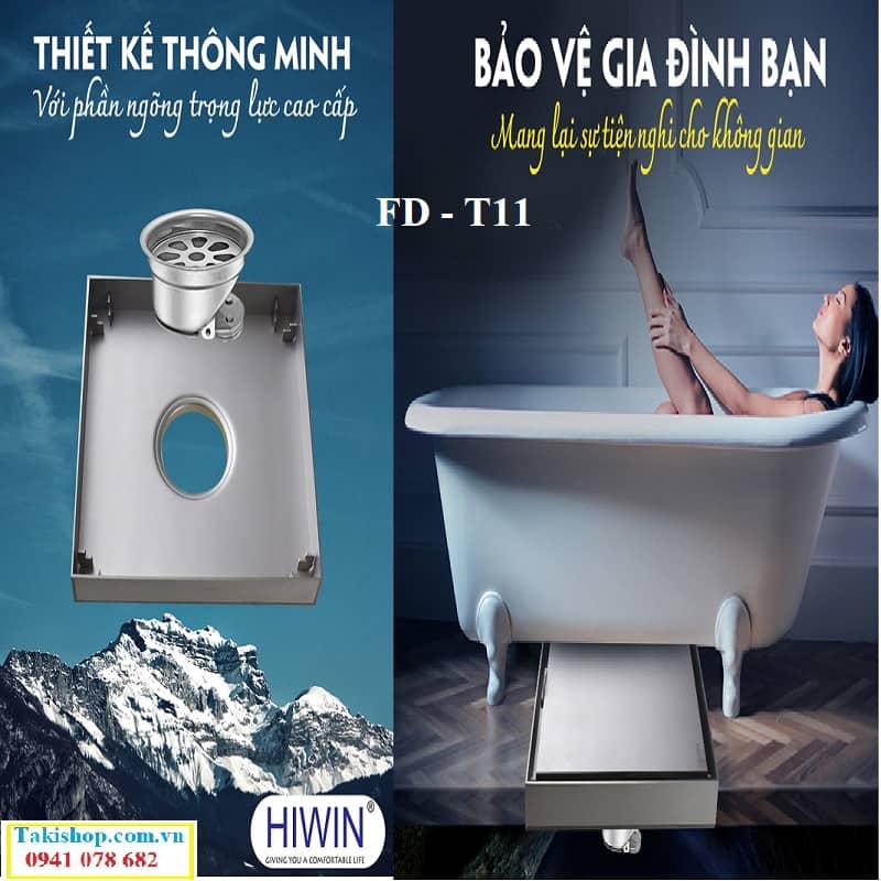 Thoát sàn ngăn mùi hôi cao cấp Hiwin FD - T11 cho nhà tắm