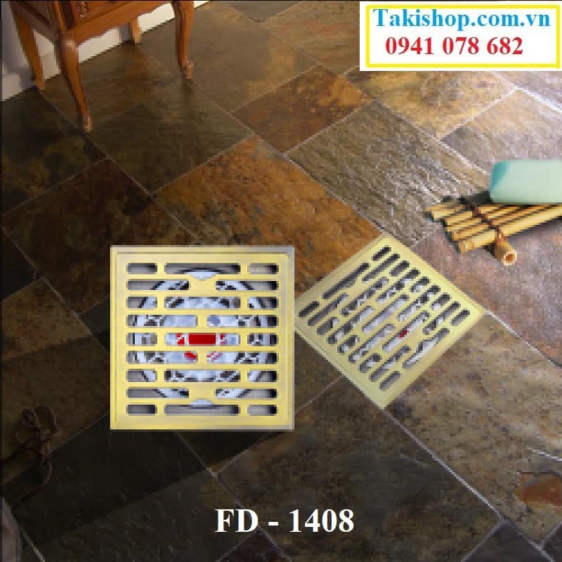 Thoát sàn ngăn mùi hôi ngăn côn trùng cao cấp màu đồng Hiwin FD - 1408 rẻ đẹp