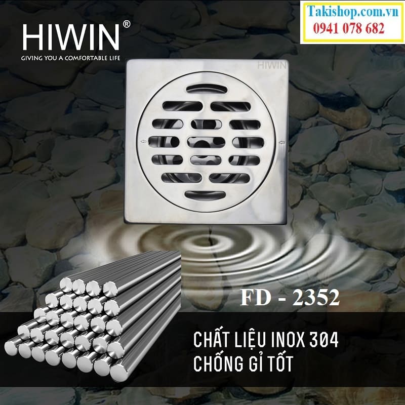 Thoát sàn ngăn mùi hôi ngăn côn trùng inox 304 Hiwin FD 2352 rẻ đẹp