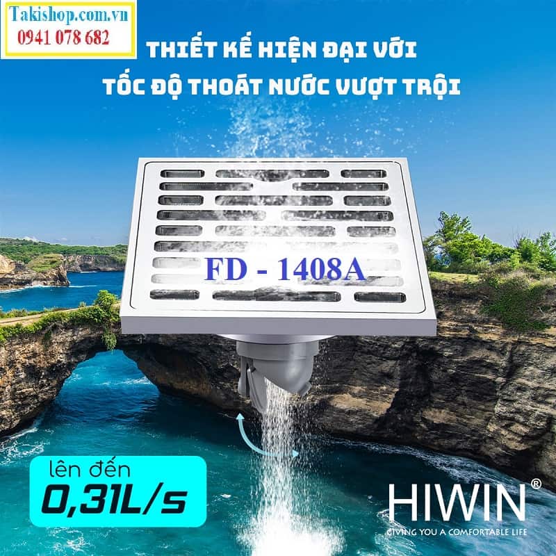 Thoát sàn ngăn mùi ngăn côn trùng đồng mạ crom cao cấp Hiwin FD 1408A