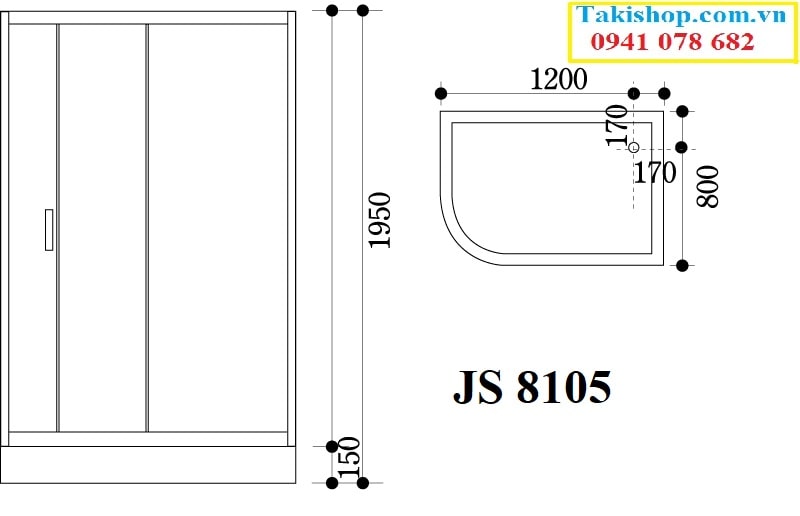 Thông số kỹ thuật cabin phòng tắm kính Govern JS 8105