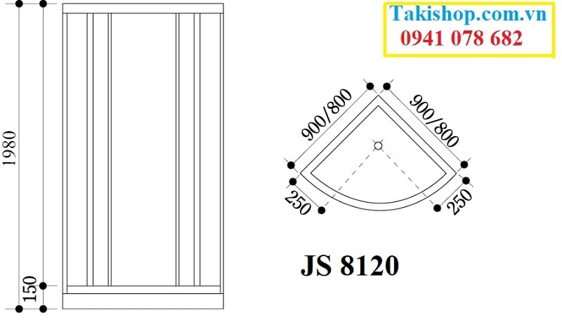 Thông số kỹ thuật cabin phòng tắm kính Govern JS 8120