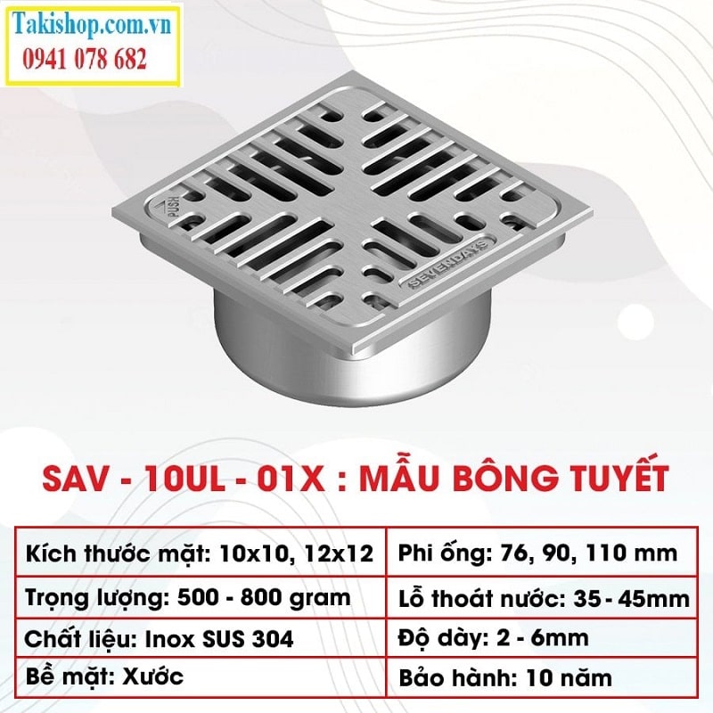 Thông số thoát sàn bông tuyết