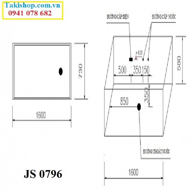 Thông số lắp đặt Bồn tắm massage Govern JS 0796