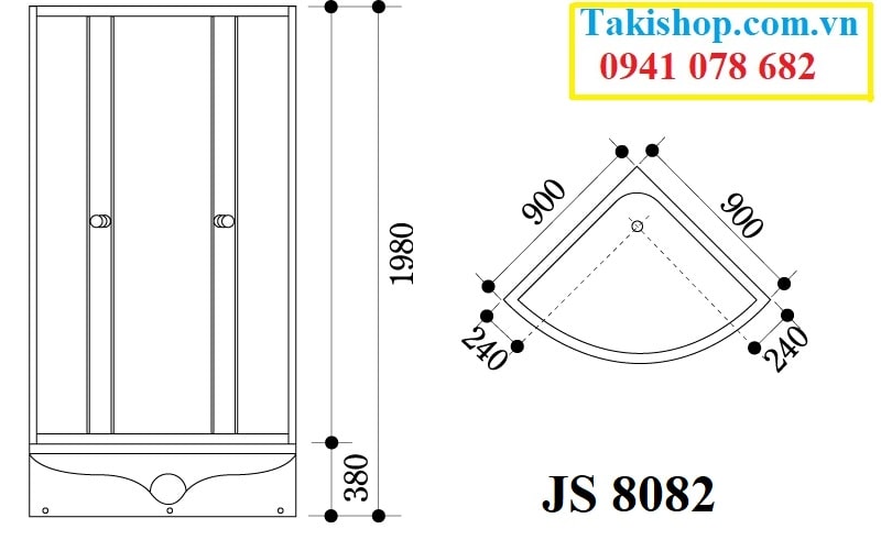 Thông số kỹ thuật cabin phòng tắm kính Govern JS 8082