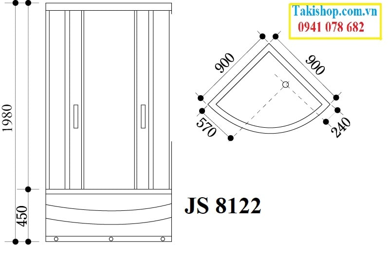 Thông số kỹ thuật cabin phòng tắm kính Govern JS 8122