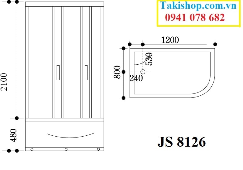 Thông số kỹ thuật cabin phòng tắm kính Govern JS 8126