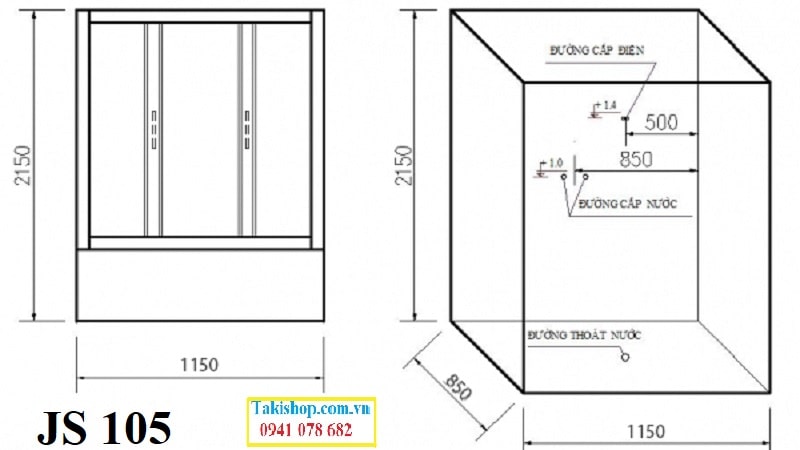 Thông số lắp đặt phòng tắm xông hơi Govern JS 105