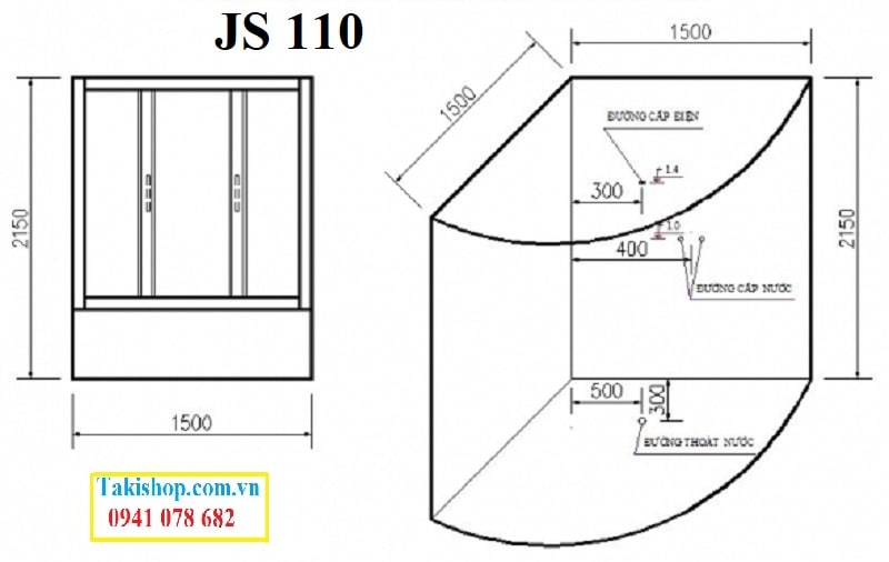 Thông số lắp đặt phòng tắm xông hơi Govern JS 110