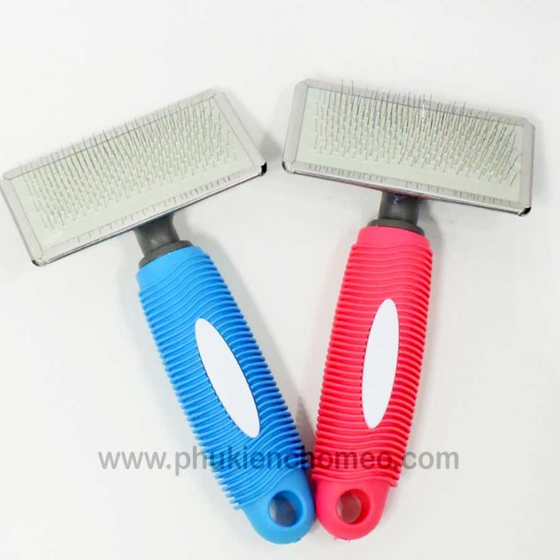 SP492 -Lược chải xù cán cao su (hanpet 4711765) lược chải lông chó mèo hình chữ nhật